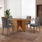 Mesa de Jantar Evora 120cm MDF Canto copo e com 4 Cadeiras Athenas