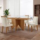 Mesa de Jantar Evora 120cm MDF Canto copo e com 4 Cadeiras Athenas