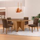 Mesa de Jantar Evora 90cm MDF Canto copo e com 4 Cadeiras Melissa