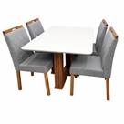 Mesa de Jantar Florença 120x80cm com Vidro e 4 Cadeiras California em Linho Estofadas Lj Móveis Cor Cinamomo Off White com Tecido Cinza Mesa de Jantar Florença 120x80cm com Vidro e 4 Cadeiras California em Linho Estofadas Lj Móveis Cor Cinamomo Off White com Tecido Cinza
