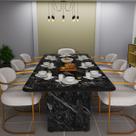 Mesa De Jantar Grande Tampo Estilo Marmore Cozinha E Varanda Retangular Área Gourmet Estrutura Robusta e Resistente