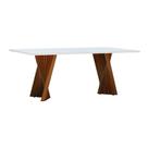 Mesa de Jantar Gus Retangular - Amêndoa Tampo 135x90cm Branco/Vidro Off-White