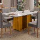 Mesa de Jantar Harpa 6 Lugares Naturalle e Off White com Design Moderno e Elegante Mesa de Jantar Harpa 6 Lugares Naturalle e Off White com Design Moderno e Elegante