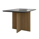 Mesa de Jantar Helo 120cm com vidro Carvalho/Grafite - Poliman
