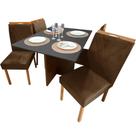 Mesa de Jantar Helo 120x90cm em Linho com 4 Cadeiras California Poliman Cor Mel Grafite com Assento Marrom Mesa de Jantar Helo 120x90cm em Linho com 4 Cadeiras California Poliman Cor Mel Grafite com Assento Marrom