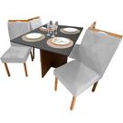 Mesa de Jantar Helo 120x90cm em Veludo com 4 Cadeiras California Poliman Cor Mel Grafite com Assento Prata Mesa de Jantar Helo 120x90cm em Veludo com 4 Cadeiras California Poliman Cor Mel Grafite com Assento Prata