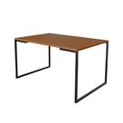 Mesa de Jantar Industrial 6 Lugares Canela 140x90 Base Aço Preto