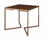 Mesa de Jantar Industrial Base De Ferro Cobre em V Tampo 90x90 Amêndoa
