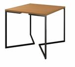 Mesa de Jantar Industrial Base De Ferro Preto em V Tampo 90x90 Canela