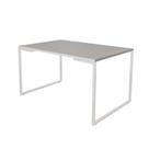 Mesa De Jantar Industrial Base Ferro Branco Tampo 137X90 Branco Cor: Branco