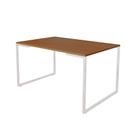 Mesa de Jantar Industrial Base Ferro Branco Tampo 137x90 Canela