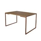 Mesa De Jantar Industrial Base Ferro Cobre Tampo 137X90 Amêndoa Cor: Marrom