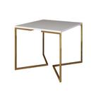 Mesa de Jantar Industrial Quadrada Branca 90cm Base V Dourada Mesa de Jantar Industrial Quadrada Branca 90cm Base V Dourada