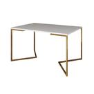 Mesa de Jantar Industrial Retangular Branca 137x90cm Base V Dourada