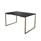 Mesa De Jantar Industrial Retangular Preta 120X75Cm Base Dourada Cor: Preto