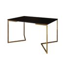 Mesa de Jantar Industrial Retangular Preta 120x75cm Base V Dourada