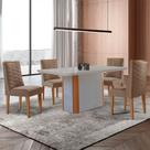 Mesa de Jantar Isadora 120cm Tampo MDF Com Vidro com 4 Cadeiras Safira