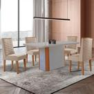 Mesa De Jantar Isadora 120cm Tampo Mdf Com Vidro Veludo Creme Off Naturale Serigrafia
