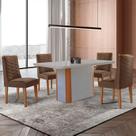 Mesa De Jantar Isadora 120cm Tampo Mdf Com Vidro Veludo Marrom Off White Naturale Serigrafia Off