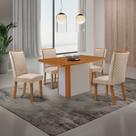 Mesa de Jantar Isadora 120cm Tampo MDF Vidro Canto Copo com 4 Cadeiras Aline Mesa de Jantar Isadora 120cm Tampo MDF Vidro Canto Copo com 4 Cadeiras Aline