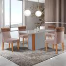 Mesa de Jantar Isadora 120cm Tampo MDF Vidro com 4 Cadeiras Andes