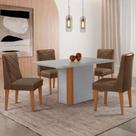 Mesa de Jantar Isadora 120cm Tampo MDF Vidro com 4 Cadeiras Isadora