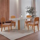 Mesa De Jantar Isadora 120cm Tampo Mdf Vidro Com 4 Cadeiras Linho Capuccino Off White Naturale Serigrafia