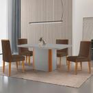 Mesa de Jantar Isadora 120cm Tampo MDF Vidro com 4 Cadeiras Lisboa
