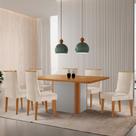 Mesa de Jantar Isadora 180cm Tampo MDF Laminado com 6 Cadeiras Lisboa