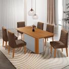 Mesa De Jantar Isadora 180cm Tampo Mdf Laminado Veludo Marrom Naturalle Off White