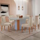 Mesa de Jantar Isadora 180cm Tampo MDF Vidro Canto Copo com 6 Cadeiras Isadora Moderna Mobília