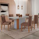 Mesa de Jantar Isadora 180cm Tampo MDF Vidro Canto Copo com 6 Cadeiras Isadora Moderna Mobília
