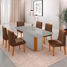 Mesa de Jantar Isadora 180cm Tampo MDF Vidro com 6 Cadeiras Eloise