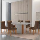 Mesa de Jantar Isadora 180cm Tampo MDF Vidro com 6 Cadeiras Lisboa