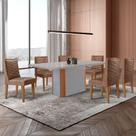 Mesa de Jantar Isadora 180cm Tampo MDF Vidro com 6 Cadeiras Safira