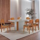 Mesa De Jantar Isadora 180cm Tampo Mdf Vidro Com 6 Cadeiras Veludo Capuccino Off White Naturale Serigrafia