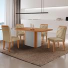 Mesa De Jantar Isadora Mdf Com 4 Cadeiras Moderna Mobilia Turim 07/naturale Laminado