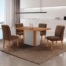 Mesa De Jantar Isadora Mdf Com 4 Cadeiras Moderna Mobilia Veludo Marrom/naturalle Laminado
