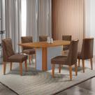 Mesa De Jantar Isadora Tampo MDF 6 Cadeiras Isadora Moderna Veludo Marrom Naturalle