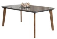 Mesa de Jantar Jade 6 lugares Pés Oblongo Grafite com Vidro - RV Moveis Mesa de Jantar Jade 6 lugares Pés Oblongo Grafite com Vidro - RV Moveis