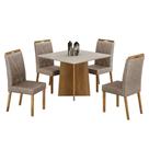 Mesa De Jantar Jade 90cm Cinamomo Off White Com 4 Cadeiras Lara Linho Bege - Valdemóveis