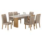 Mesa de Jantar Júlia 180x90cm Cinamomo Off White com 6 Cadeiras Lara Linho Bege - Valdemóveis