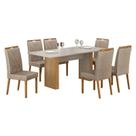 Mesa de Jantar Júlia 180x90cm Cinamomo Off White com 6 Cadeiras Lara Linho Bege - Valdemóveis