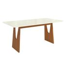 Mesa de Jantar Kappesberg em Madeira Maciça com Tampo de Vidro Off White 180cm Mesa de Jantar Kappesberg em Madeira Maciça com Tampo de Vidro Off White 180cm