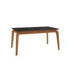 Mesa de Jantar Kappesberg em Madeira Maciça com Tampo de Vidro Preto Fosco 160cm Mesa de Jantar Kappesberg em Madeira Maciça com Tampo de Vidro Preto Fosco 160cm