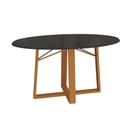 Mesa de Jantar Kappesberg em Madeira Maciça com Tampo de Vidro Preto Fosco 180cm