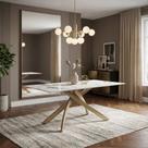 Mesa de Jantar Lara Base Aço Carbono Tampo 180cm Cerâmica 8 Lugares Design Sala de Jantar - Bronze