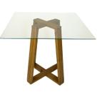 Mesa De Jantar Lary 80cm Vidro Temperado Quadrada Escrivaninha Para Sala Estar Cozinha Escritório Quadrado Base Madeira
