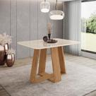 Mesa de Jantar Lins 120 cm Ambiente Canto Arredondado com Vidro Nature Off White Henn