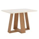 Mesa de Jantar Lins 120 cm Canto Arredondado com Vidro Nature Off White Henn